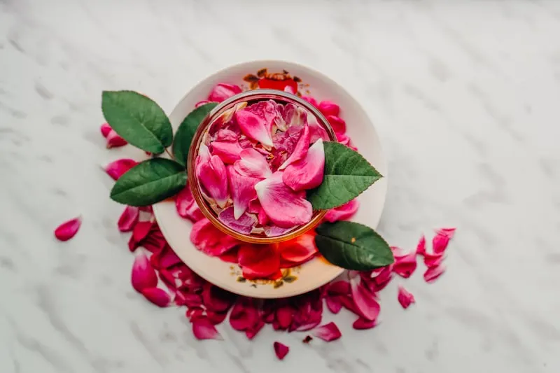 Rose recharge pedicure with fresh rose petals at Amazing Nail Spa